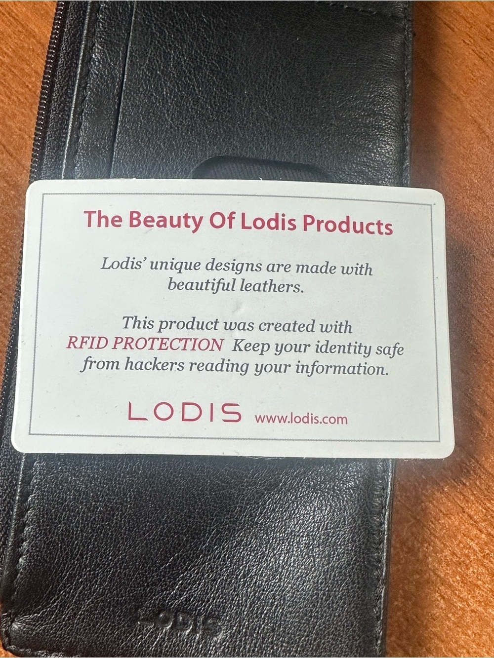 Lodis Black Leather Zip Wallet Card/ID Slots Julia Long Stacker Zip Pocket - Picture 6 of 11